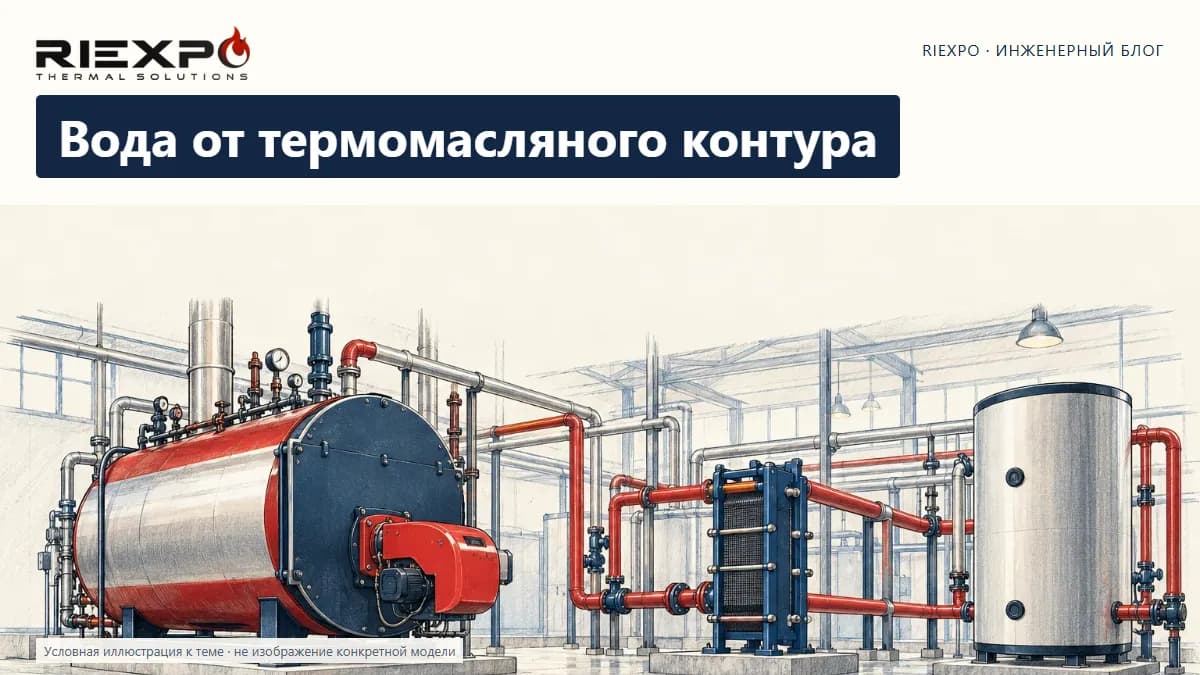 Вода от термомасляного контура: иллюстрированная обложка RIEXPO, стиль 4