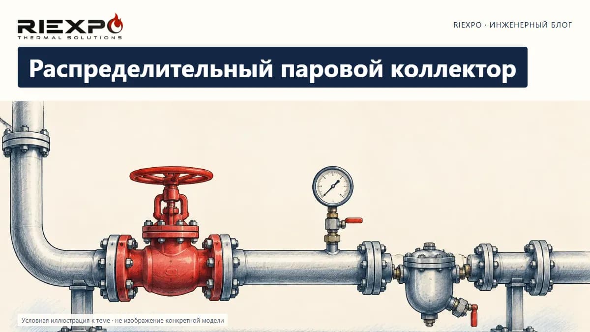 Распределительный паровой коллектор: иллюстрированная обложка RIEXPO, стиль 4