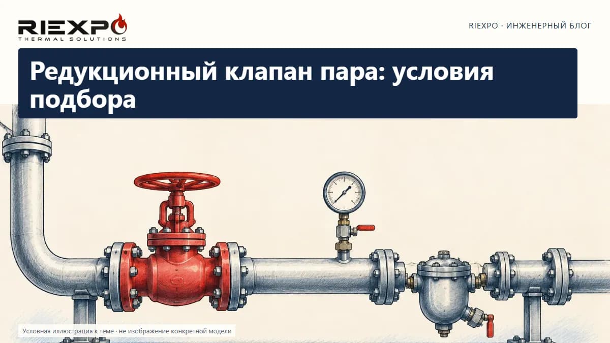 Редукционный клапан пара: условия подбора: иллюстрированная обложка RIEXPO, стиль 4