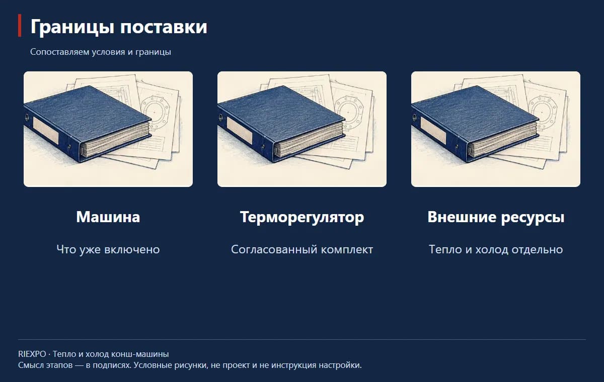 Границы поставки: Машина, Терморегулятор, Внешние ресурсы