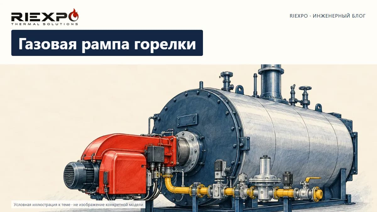 Газовая рампа горелки: иллюстрированная обложка RIEXPO, стиль 4