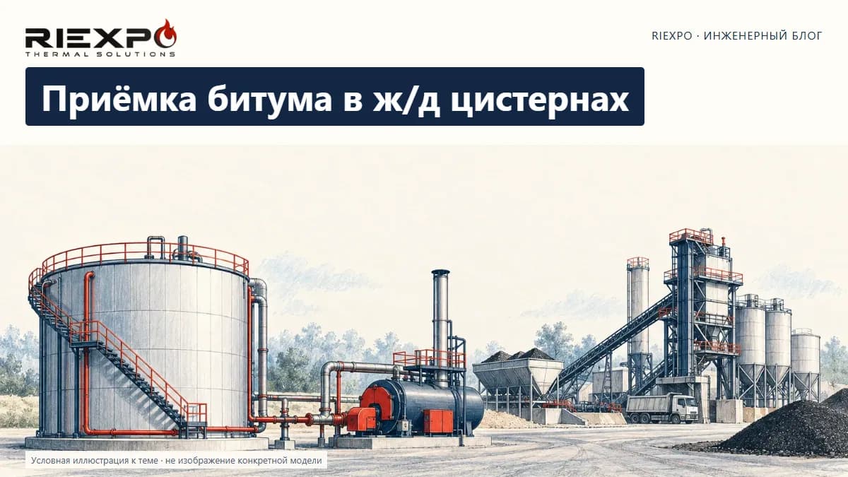Приёмка битума в ж/д цистернах: иллюстрированная обложка RIEXPO, стиль 4