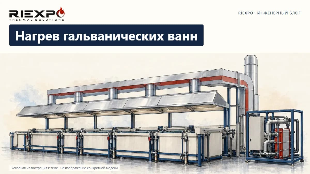 Нагрев гальванических ванн: иллюстрированная обложка RIEXPO, стиль 4