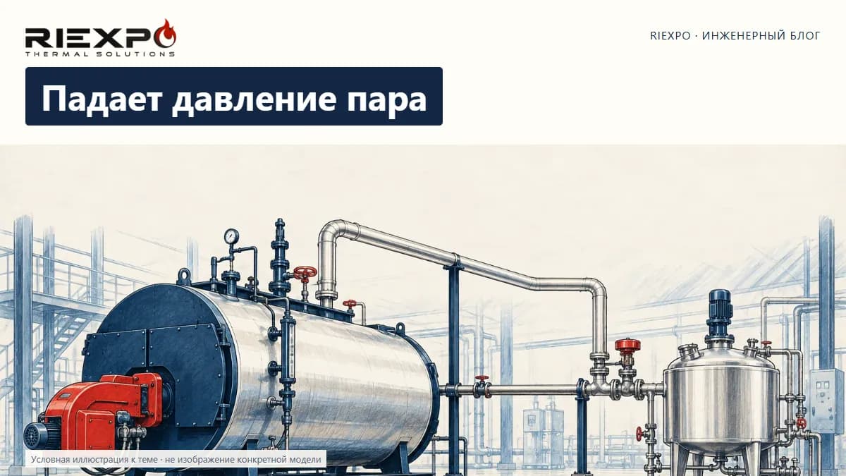 Падает давление пара: иллюстрированная обложка RIEXPO, стиль 4