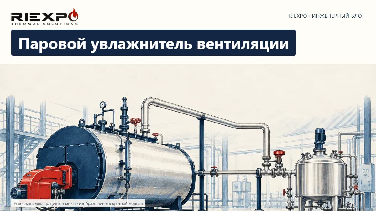 Паровой увлажнитель вентиляции: иллюстрированная обложка RIEXPO, стиль 4