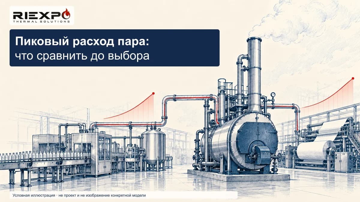 Условная котельная и две производственные линии при переменной нагрузке