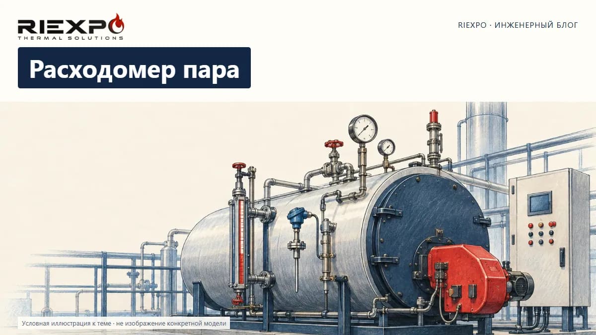 Расходомер пара: иллюстрированная обложка RIEXPO, стиль 4