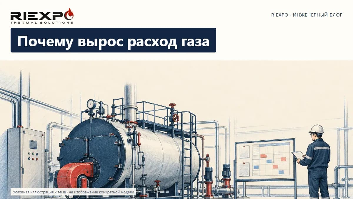 Почему вырос расход газа: иллюстрированная обложка RIEXPO, стиль 4