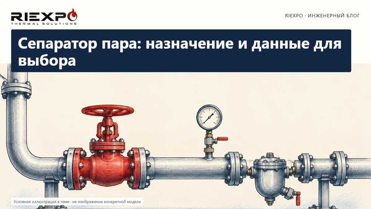 Сепаратор пара: назначение и данные для выбора: иллюстрированная обложка RIEXPO, стиль 4