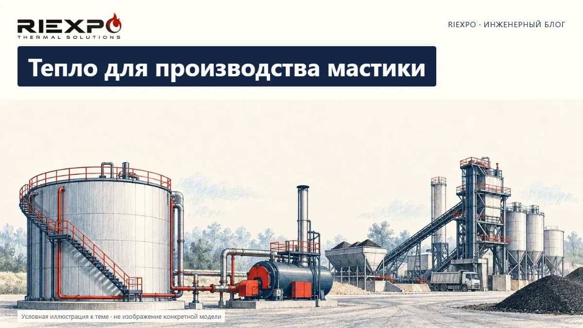 Тепло для производства мастики: иллюстрированная обложка RIEXPO, стиль 4