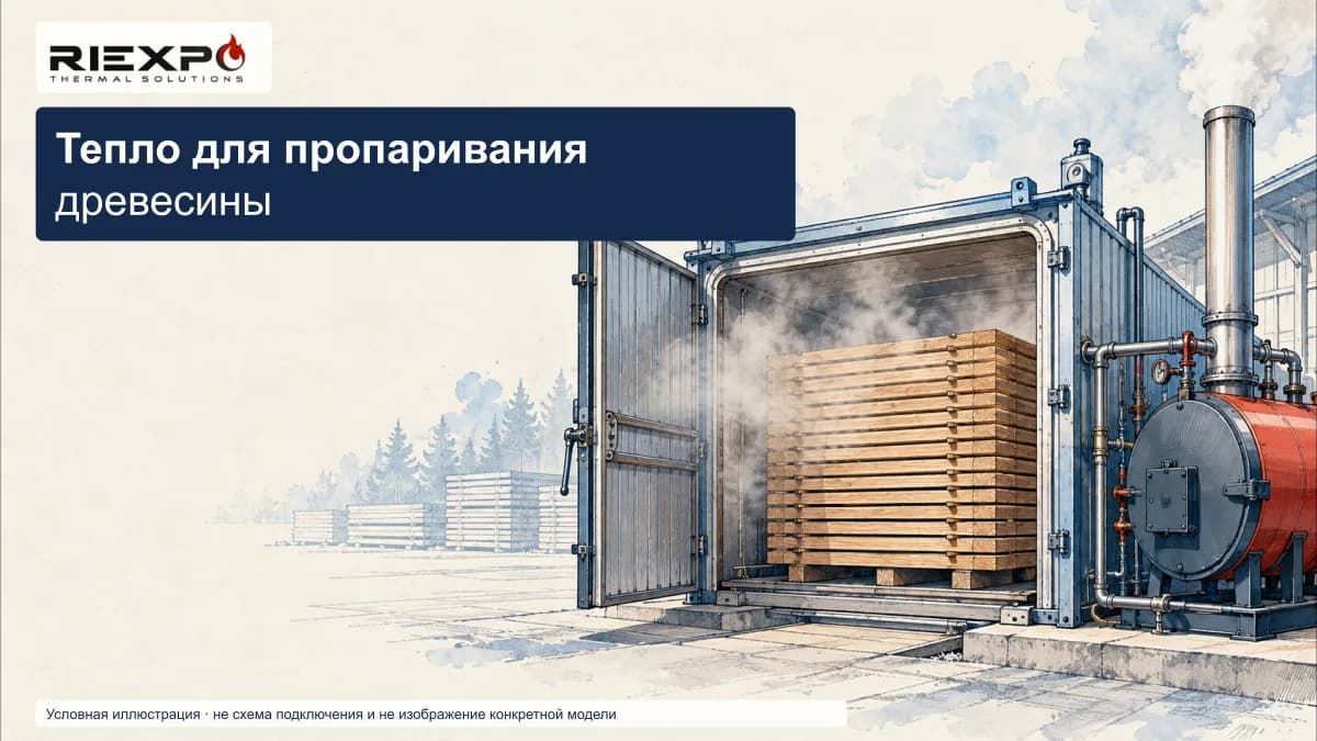 Камера пропаривания древесины и условный источник тепла
