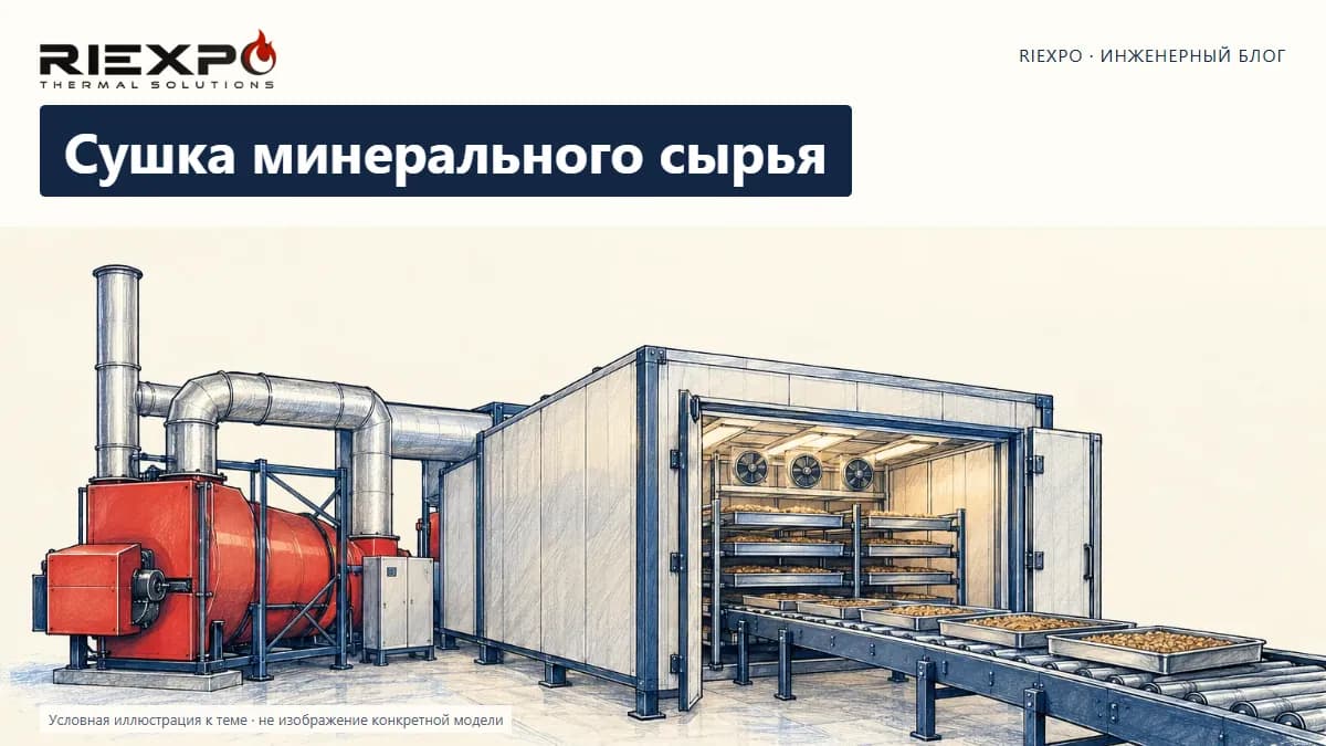 Сушка минерального сырья: иллюстрированная обложка RIEXPO, стиль 4