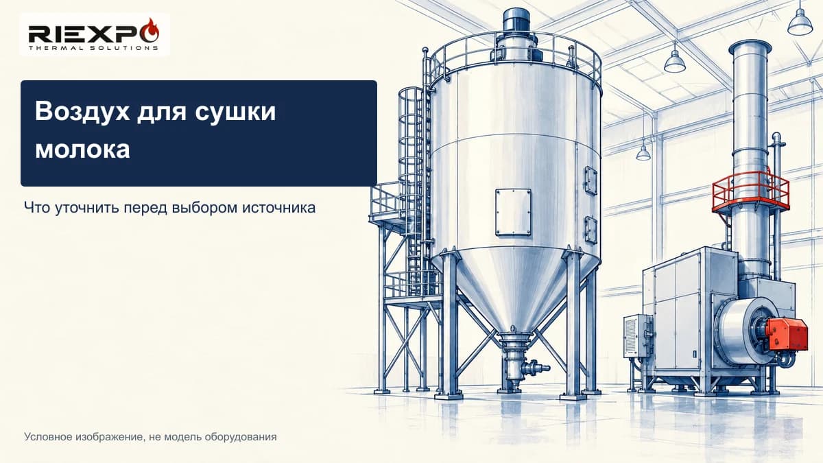 Условные сушильная башня и воздухонагреватель