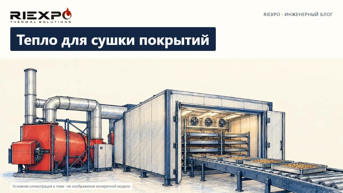 Тепло для сушки покрытий: иллюстрированная обложка RIEXPO, стиль 4
