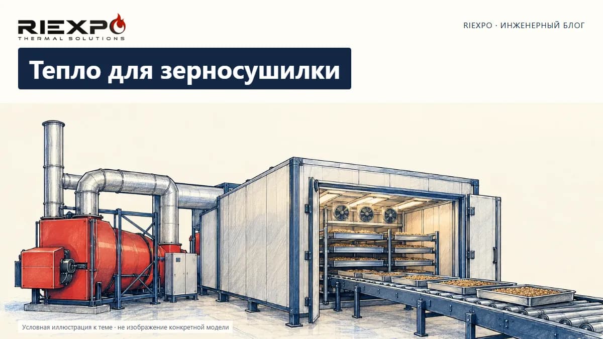 Тепло для зерносушилки: иллюстрированная обложка RIEXPO, стиль 4