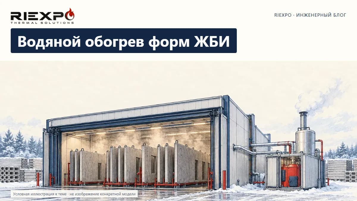 Водяной обогрев форм ЖБИ: иллюстрированная обложка RIEXPO, стиль 4